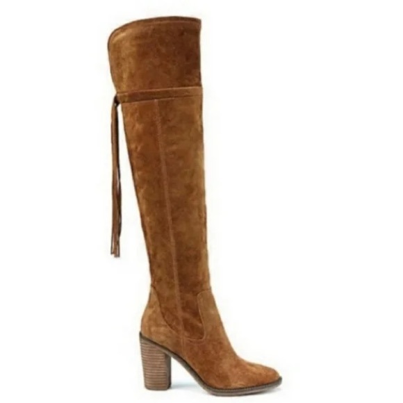 Franco Sarto Shoes - Franco Sarto Elnora Brown Suede OTK Boots - Size 8